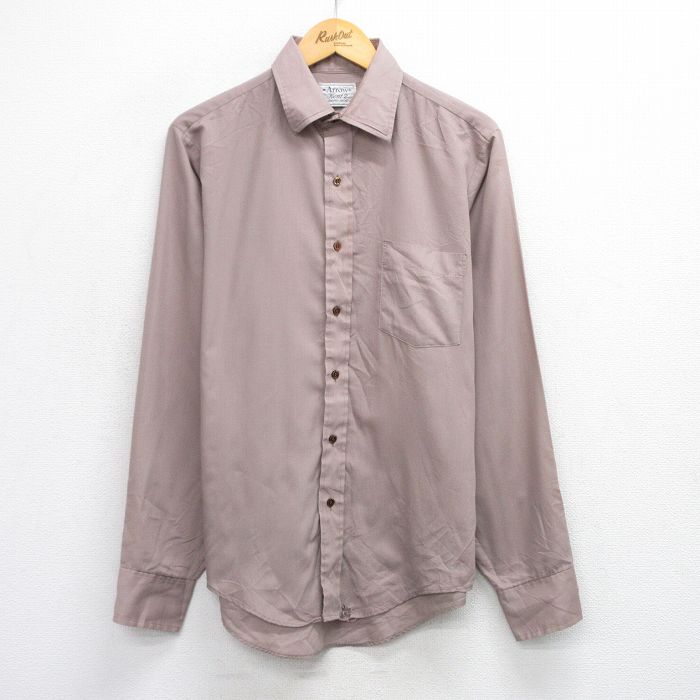 【20%OFF】L★古着 アロー 長袖 シャツ メンズ 80年代 80s ベージュ系 カーキ 25oct03 中古 トップス
