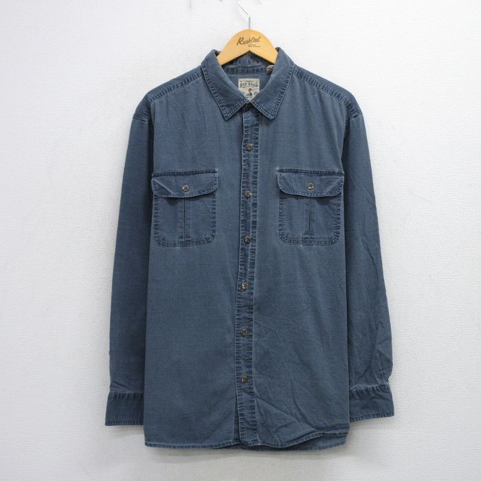 【20%OFF】XL★古着 レッドヘッド 長袖 シャツ メンズ 大きいサイズ 紺 ネイビー 25oct03 中古 トップス