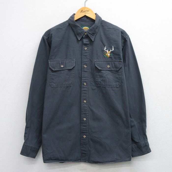 XL★古着 カベラス 長袖 シャツ メンズ 00年代 00s シカ コットン 濃グレー 【spe】 25oct08 中古 トップス