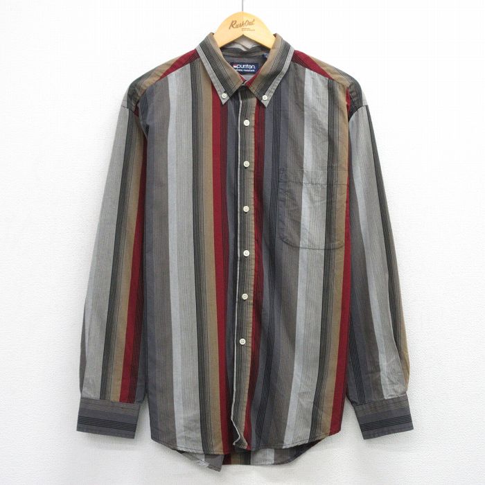 XL★古着 ピューリタン 長袖 シャツ メンズ 00年代 00s グレー他 ストライプ 25oct08 中古 トップス