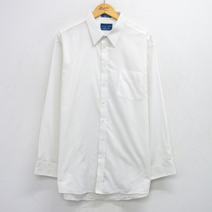 XL★古着 タウンクラフト 長袖 シャツ メンズ 90年代 90s 白 ホワイト 25oct08 中古 トップス