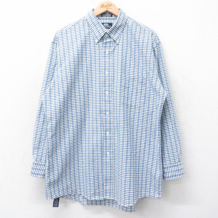 【20%OFF】XL★古着 長袖 シャツ メンズ ボタンダウン 薄紺他 ネイビー チェック 25oct17 中古 トップス