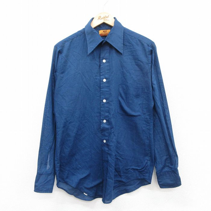 バンヒューセン 70s 長袖シャツ ネイビー M | 古着