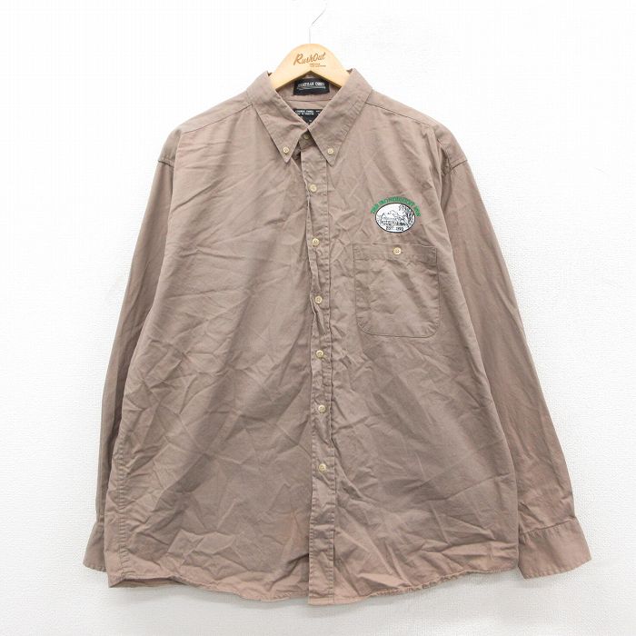 XL★古着 長袖 シャツ メンズ 00年代 00s THE IRONDEQUOIT INN 大きいサイズ コットン ボタンダウン ベージュ カーキ 25oct18 中古 トップス
