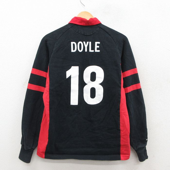 M★古着 バーバリアン 長袖 ラガー シャツ メンズ 90年代 90s リンチバーグ カレッジ DOYLE 18 ラグラン コットン カナダ製 黒他 ブラック 【spe】 25oct18 中古 トップス