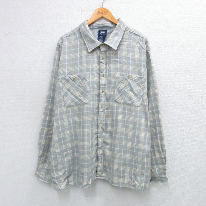 XL★古着 長袖 シャツ メンズ 00年代 00s 大きいサイズ グレー他 チェック 【spe】 25oct21 中古 トップス