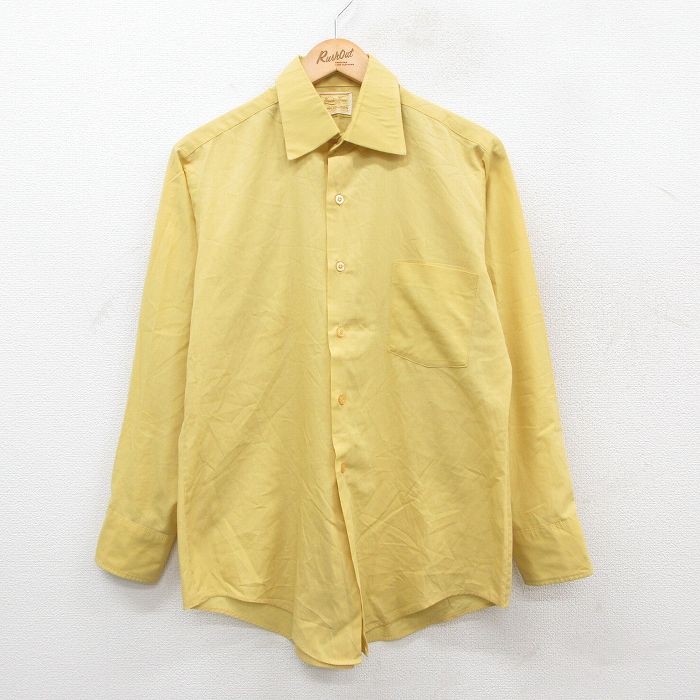 L★古着 バンヒューセン 長袖 シャツ メンズ 80年代 80s 黄 イエロー 25oct21 中古 トップス