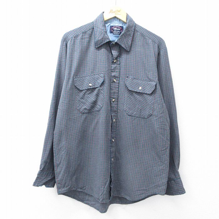 XL★古着 長袖 シャツ メンズ 00年代 00s 緑他 グリーン チェック 25oct24 中古 トップス
