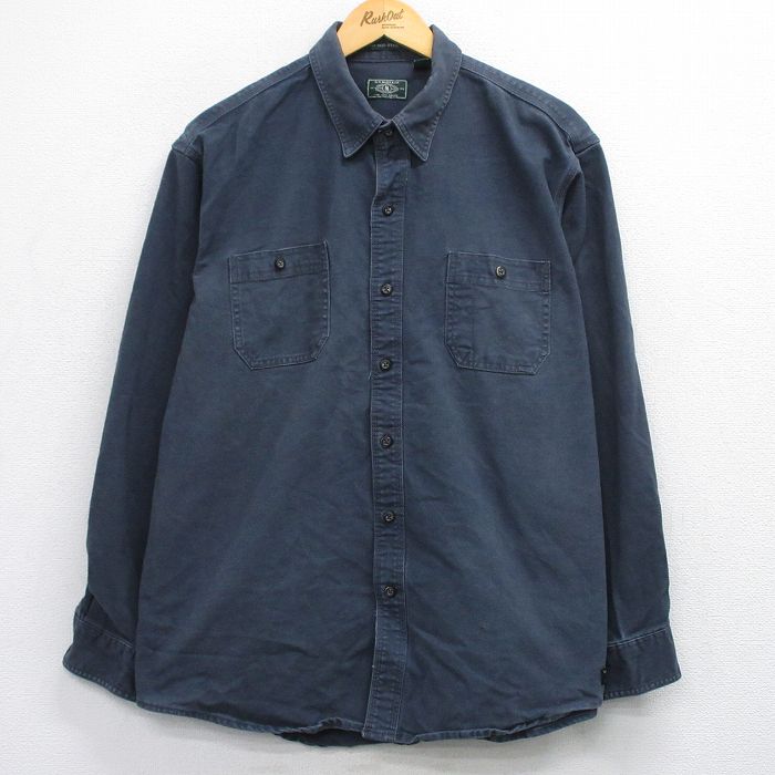 XL★古着 G.H.BASS 長袖 シャツ メンズ 大きいサイズ 濃グレー系 25oct24 中古 トップス