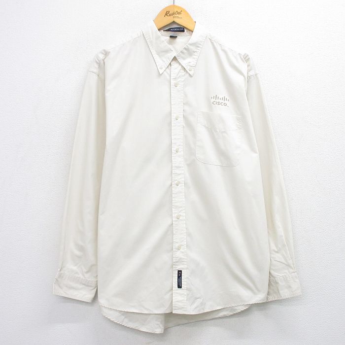 XL★古着 長袖 シャツ メンズ CISCO ボタンダウン 薄ベージュ カーキ 25oct29 中古 トップス