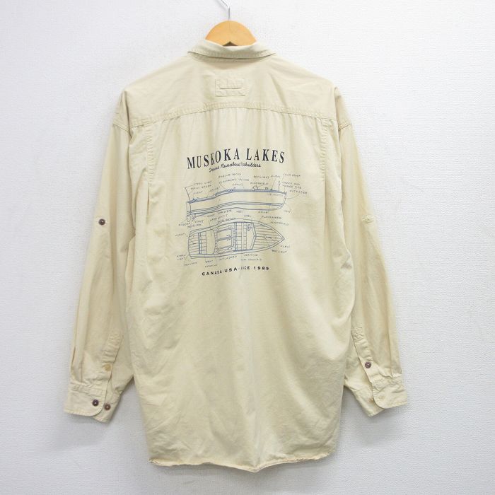 XL★古着 長袖 シャツ メンズ 00年代 00s ボート 大きいサイズ ロング丈 コットン 黄 イエロー 25oct29 中古 トップス