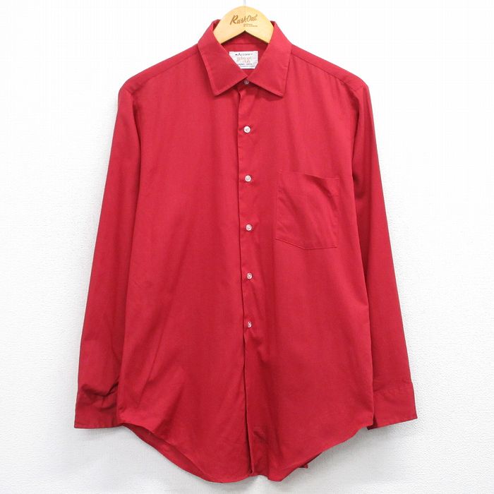 L★古着 アロー 長袖 シャツ メンズ 90年代 90s USA製 赤 レッド 25oct29 中古 トップス