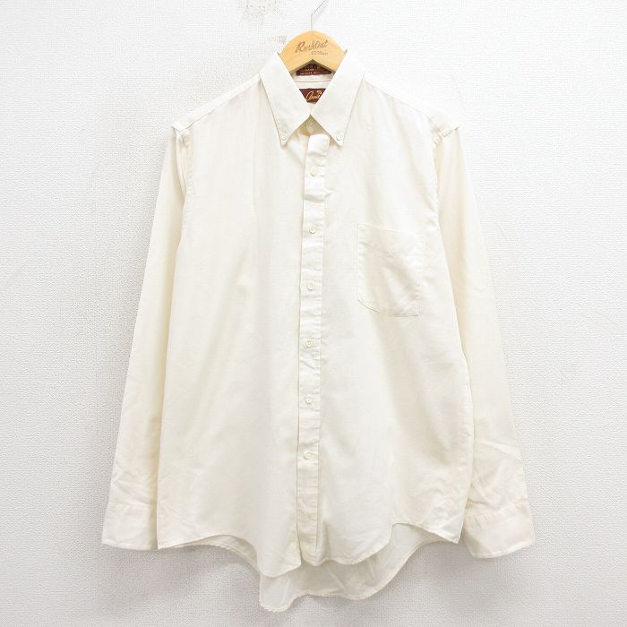 L★古着 長袖 シャツ メンズ 90年代 90s ボタンダウン USA製 生成り 25oct29 中古 トップス