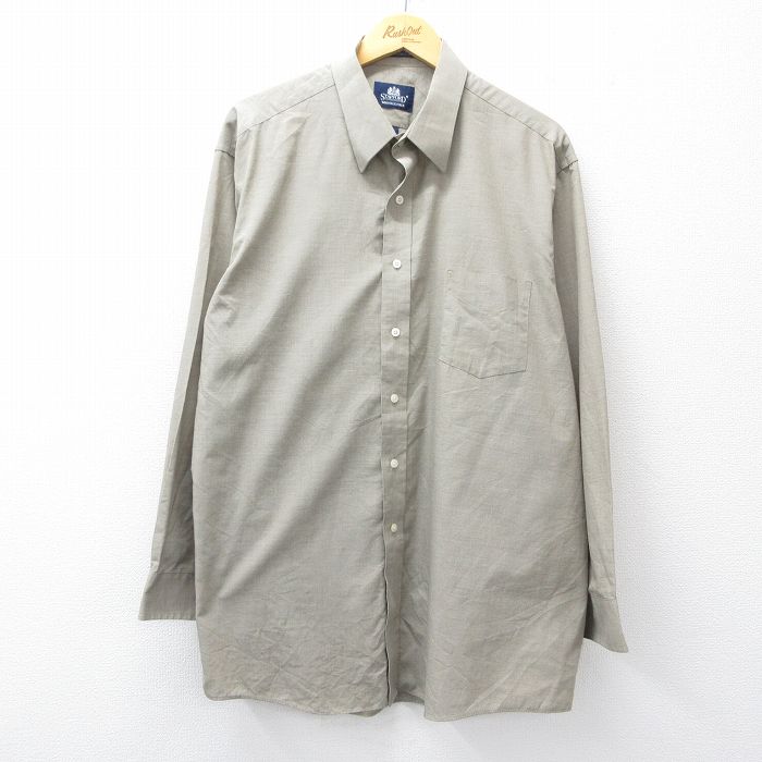 XL★古着 長袖 シャツ メンズ 大きいサイズ ベージュ系 カーキ 25oct30 中古 トップス