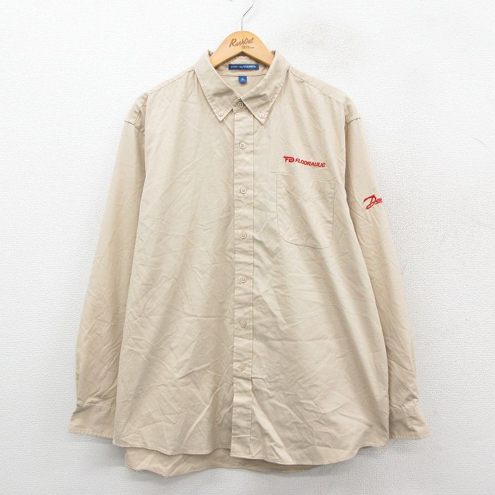 XL★古着 長袖 シャツ メンズ FLODRAVLIC ロング丈 ベージュ 25nov14