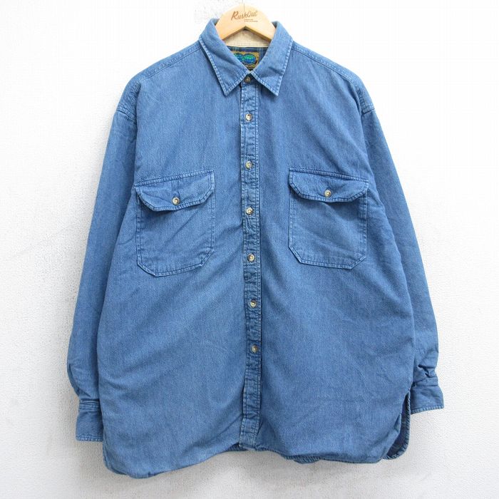 シャツ 内側フランネル ネイビー XL | 古着