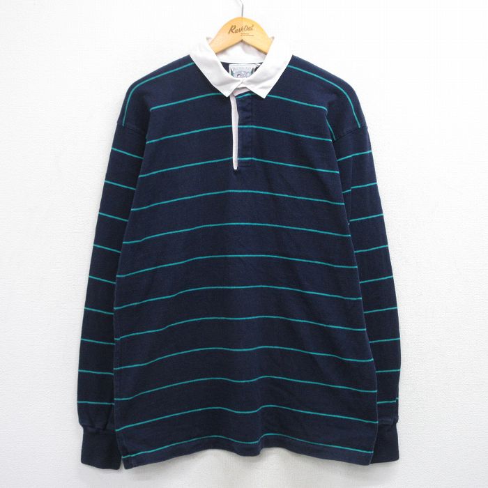 ラガーシャツ ボーダー ネイビー L | 古着