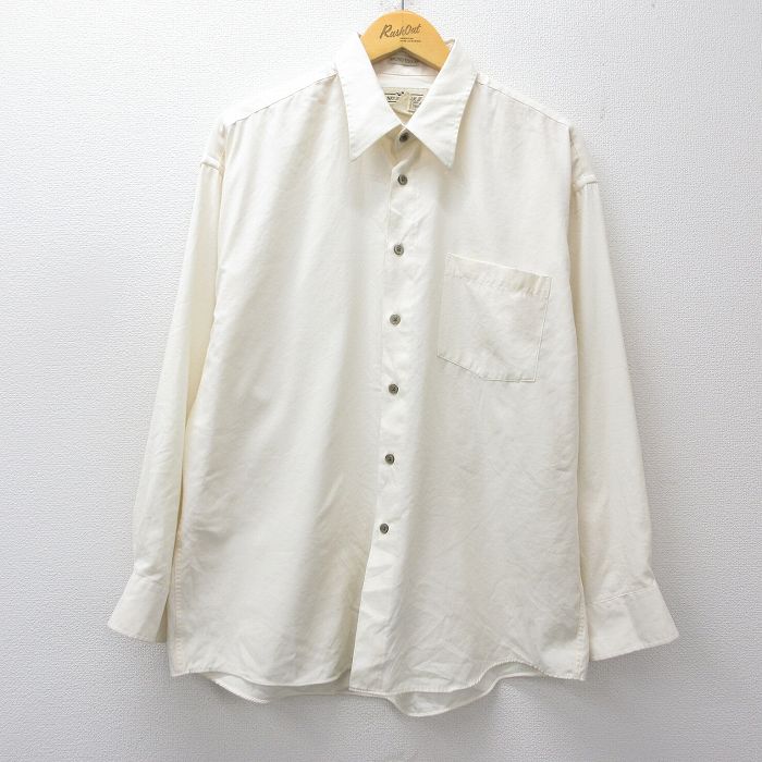 【20%OFF】XL★古着 長袖 シャツ メンズ 生成り 25nov19