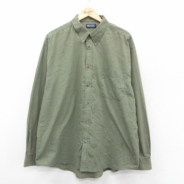 【20%OFF】XL★古着 ピューリタン 長袖 シャツ メンズ 00年代 00s 大きいサイズ ボタンダウン 緑他 チェック 25nov19
