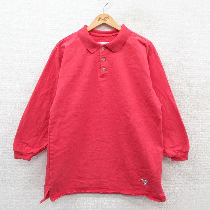 ポロシャツ 90s 長袖ポロシャツ レッド L | 古着