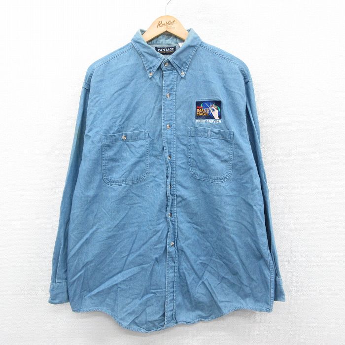 90s 長袖シャツ IMAGE MAGIC ネイビー XL | 古着