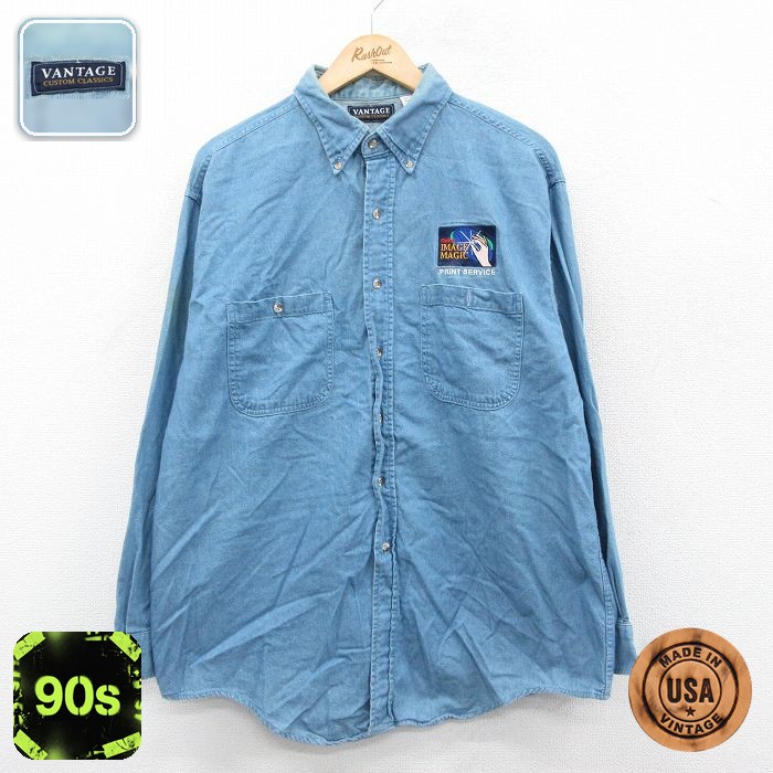 90s 長袖シャツ IMAGE MAGIC ネイビー XL | 古着