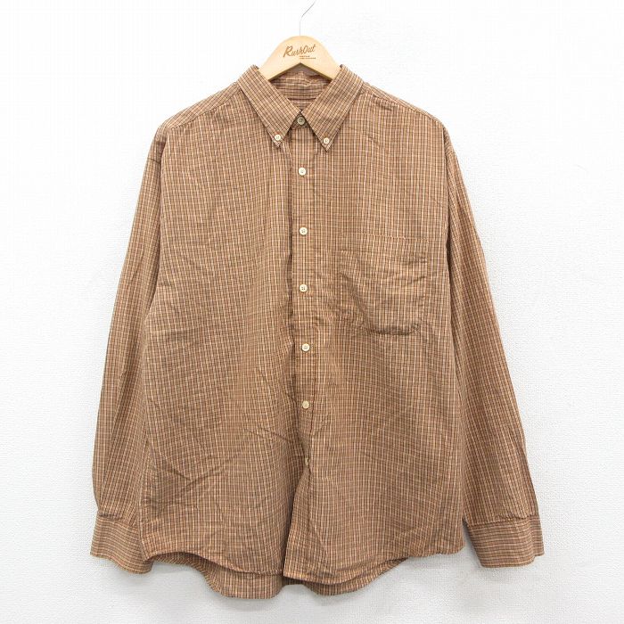 XL★古着 ピューリタン 長袖 シャツ メンズ 00年代 00s ボタンダウン ベージュ他 チェック 25nov22
