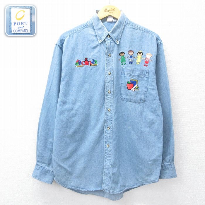 【50%OFF】長袖シャツ ワッペン ネイビー L | 古着