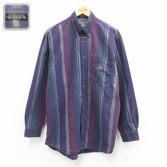 【50%OFF】ストライプシャツ ネイビー L | 古着