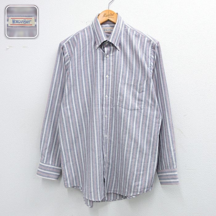 【50%OFF】長袖シャツ ストライプ ネイビー L | 古着