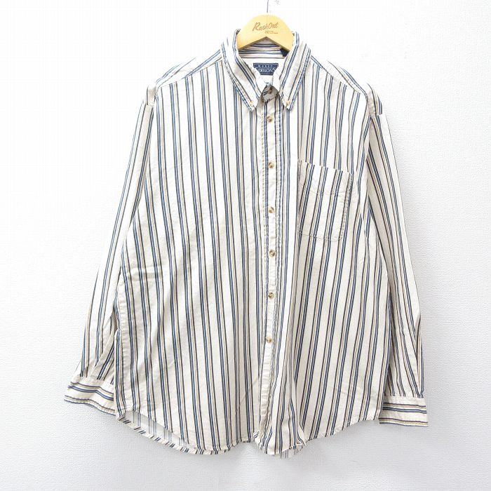 ベーシックエディションズ 90s 長袖シャツ ストライプ ベージュ XL | 古着