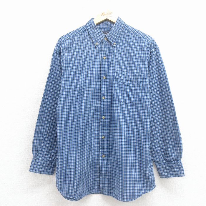 ベーシックエディションズ 90s 長袖シャツ チェック ネイビー L | 古着