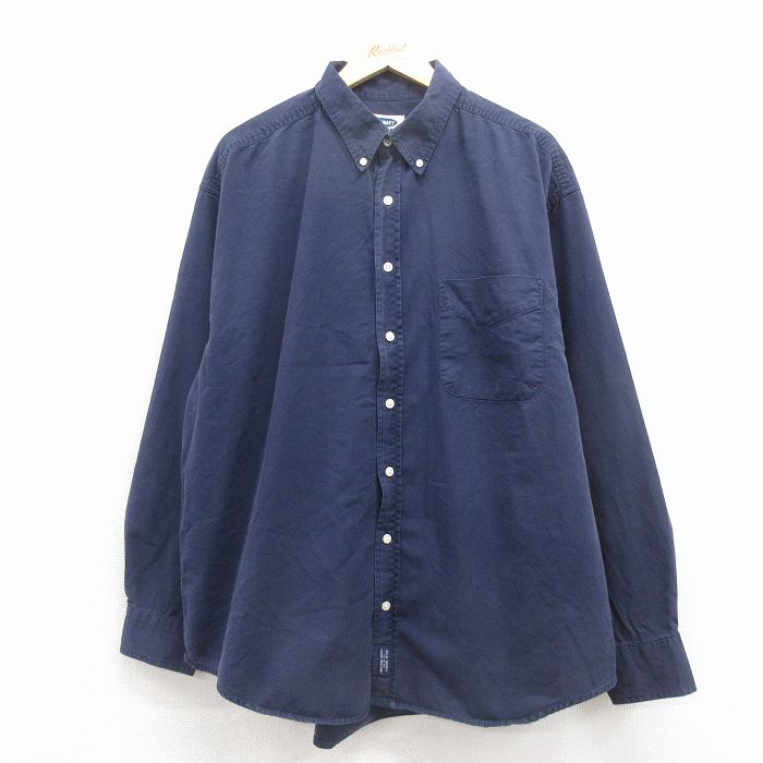 XL★古着 オールドネイビー OLD NAVY 長袖 シャツ メンズ 大きいサイズ コットン ボタンダウン 紺 26jan22