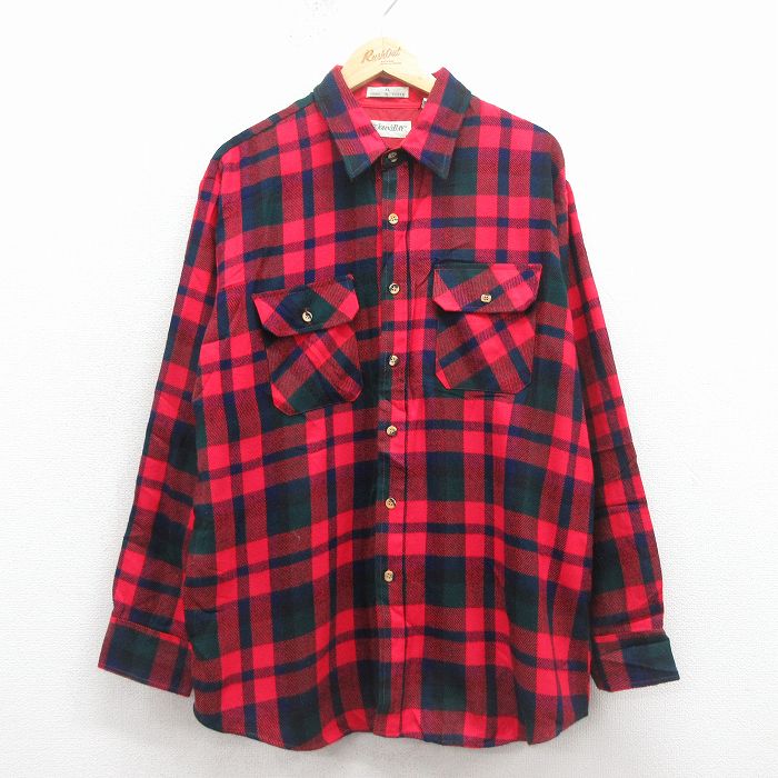 XL★古着 セントジョンズベイ 長袖 シャツ メンズ 80年代 80s 大きいサイズ 赤 チェック【spe】 26jan22