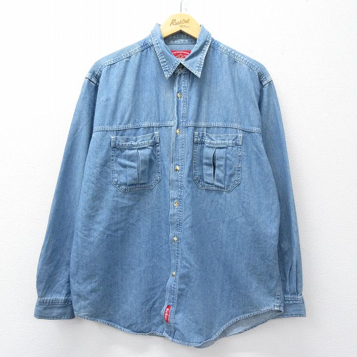 マルボロ 90s 長袖シャツ ネイビー XL | 古着