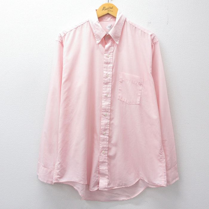 XL★古着 アロー 長袖 シャツ メンズ 90年代 90s ロング丈 ボタンダウン USA製 ピンク 26jan28