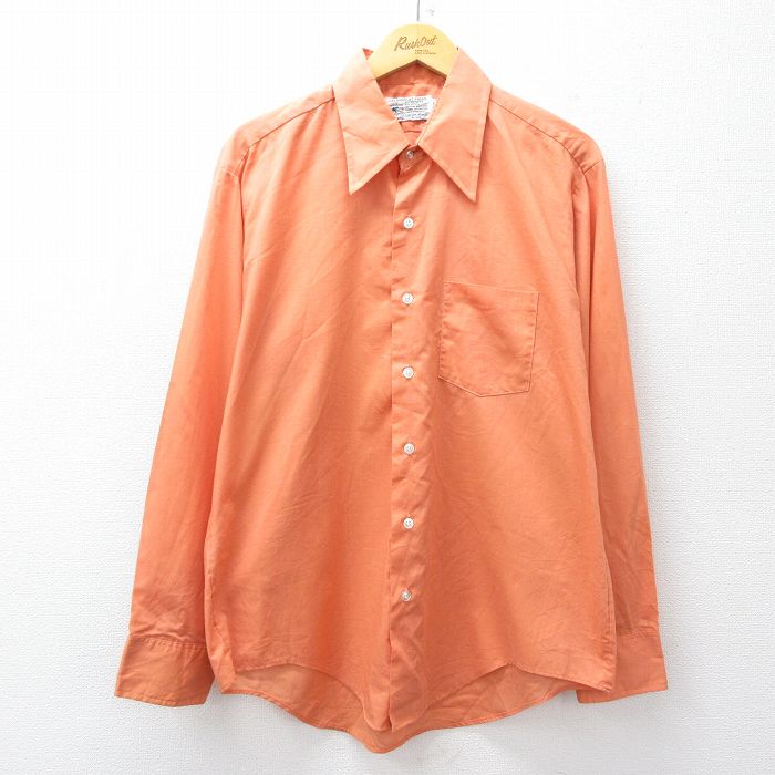 XL★古着 Kマート 長袖 シャツ メンズ 70年代 70s USA製 オレンジ系 26jan28