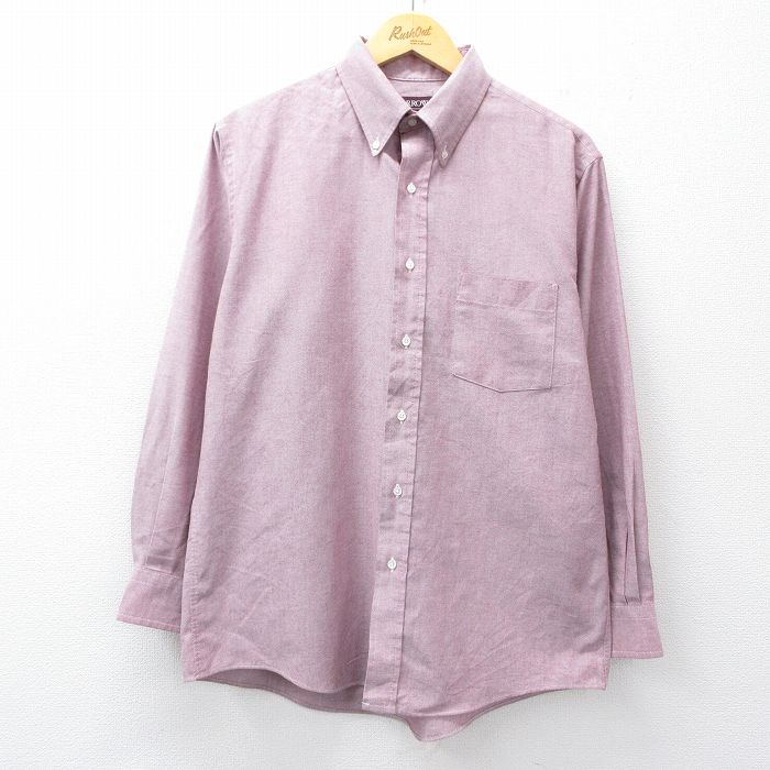 L★古着 アロー 長袖 シャツ メンズ 90年代 90s オックスフォード ボタンダウン USA製 エンジ系 霜降り 26jan28