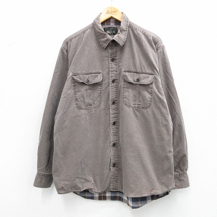 XL★古着 レッドヘッド 長袖 シャツ メンズ 00年代 00s コットン 濃ベージュ 内側フランネル【spe】 26jan31