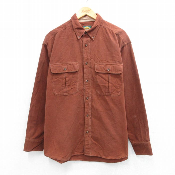 XL★古着 カベラス 長袖 シャツ メンズ 00年代 00s コットン 茶 26jan31
