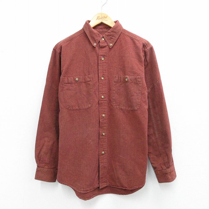 L★古着 THE TERRITORY AHEAD 長袖 シャツ メンズ 00年代 00s コットン ボタンダウン 茶系 26jan31