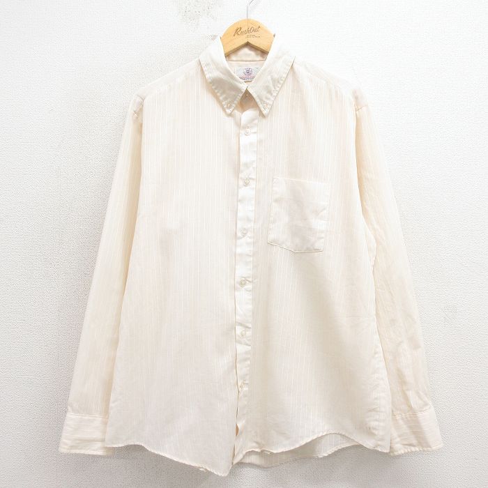 80s 長袖シャツ ストライプ ベージュ L | 古着