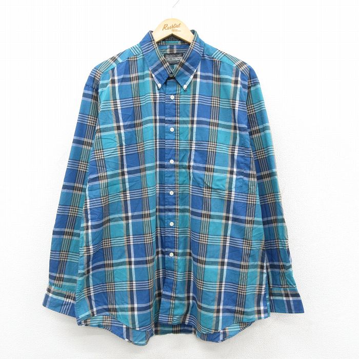 メンバーズオンリー 90s 長袖シャツ チェック ネイビー XL | 古着