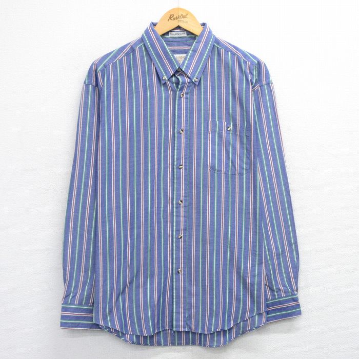 ロンドンフォグ 90s 長袖シャツ ストライプ ネイビー XL | 古着