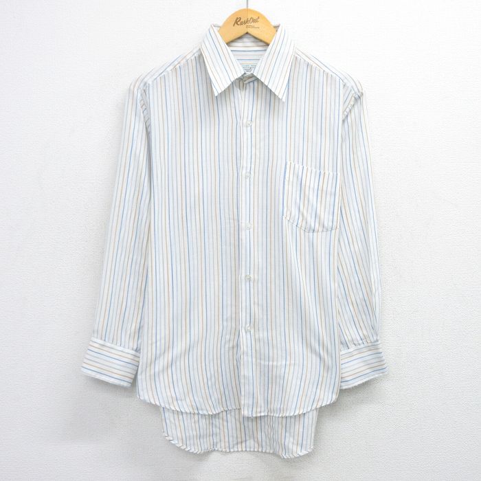 70s 長袖シャツ ストライプ ホワイト L | 古着