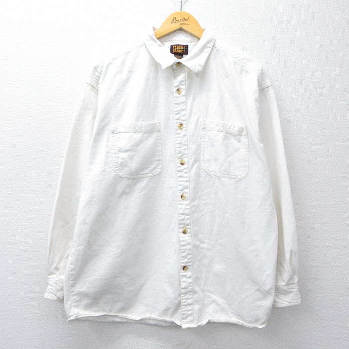 XL★古着 FADED GLORY 長袖 シャツ メンズ 00年代 00s 大きいサイズ コットン 白 26feb10