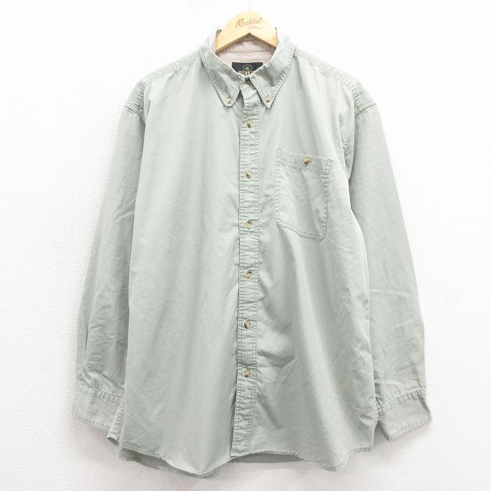 XL★古着 レッドヘッド 長袖 シャツ メンズ 00年代 00s 大きいサイズ ロング丈 コットン ボタンダウン 薄緑 26feb16