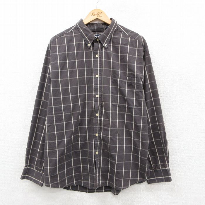 XL★古着 ピューリタン 長袖 シャツ メンズ 00年代 00s 大きいサイズ ボタンダウン グレー系他 チェック 26feb17