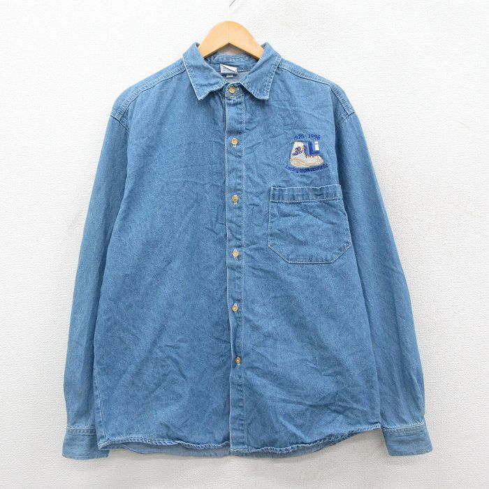 90s 長袖シャツ デニム ネイビー L | 古着