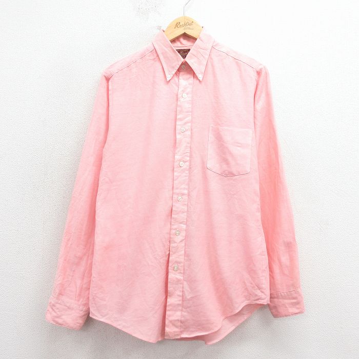 M★古着 バンヒューセン 長袖 シャツ メンズ 80年代 80s ボタンダウン 薄ピンク 26feb18